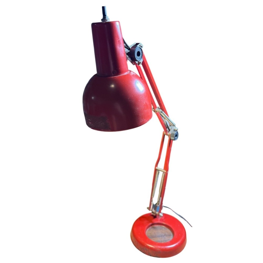 Underwriters Lab VTG Articulating Adjustable Rotating spring Desk Lamp RED MCM